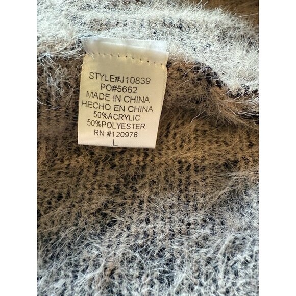 EUC Entro Women's Duster Cardigan Size Large Gray Knit Animal Print Open Front - Picture 7 of 7